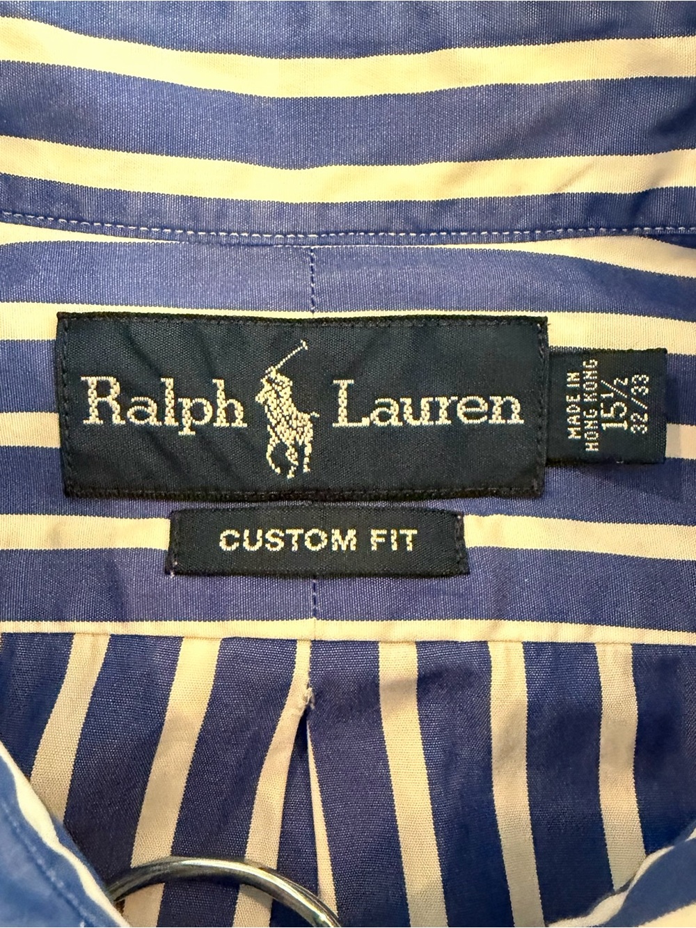 Ralph Lauren Blue and White Vertical Stripe Button-Down Shirt EUC - Picture 8 of 9